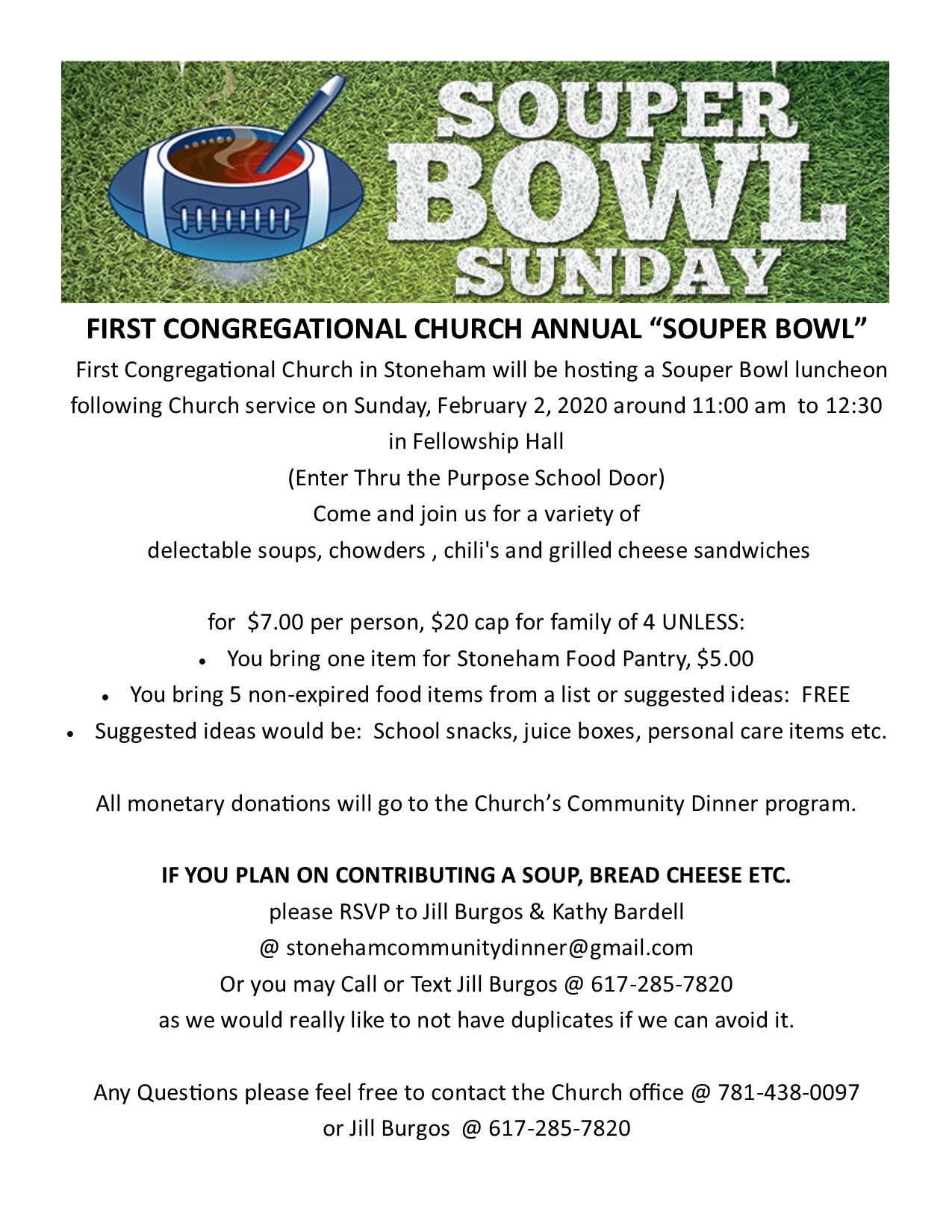 souper bowl The First Congregational Church in Stoneham